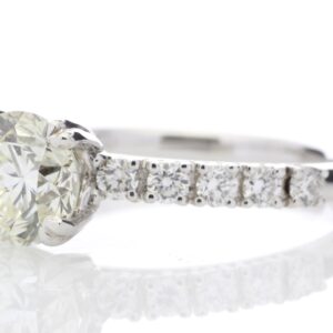 18ct White Gold Single Stone Diamond Ring With Stone Set Shoulders (1.51) 1.97 Carats