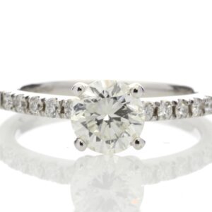 18ct White Gold Single Stone Diamond Ring With Stone Set Shoulders (1.07) 1.25 Carats