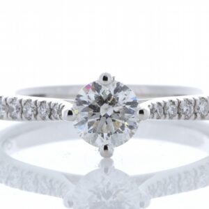 18ct White Gold Single Stone Claw Set With Stone Set Shoulders Diamond Ring (0.61) 0.76 Carats