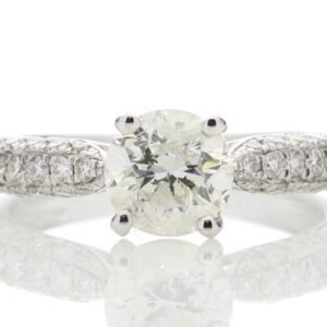 18ct White Gold Single Stone Diamond Ring With Stone Set Shoulders (1.00) 1.38 Carats