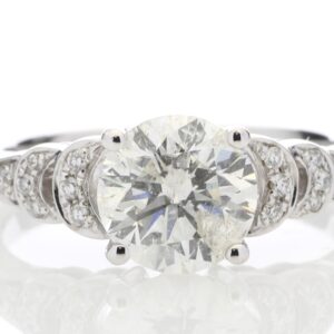 18ct White Gold Single Stone Claw Set With Stone Set Shoulders Diamond Ring (1.55) 1.63 Carats