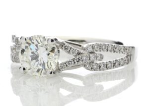 18ct White Gold Single Stone Claw Set With Stone Set Shoulders Diamond Ring (1.03) 1.32 Carats