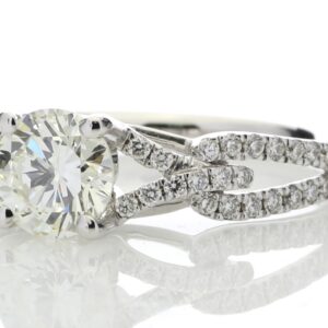 18ct White Gold Single Stone Claw Set With Stone Set Shoulders Diamond Ring (1.03) 1.32 Carats