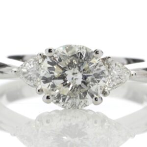 18ct White Gold Single Stone Claw Set With Stone Set Shoulders Diamond Ring (1.38) 1.59 Carats