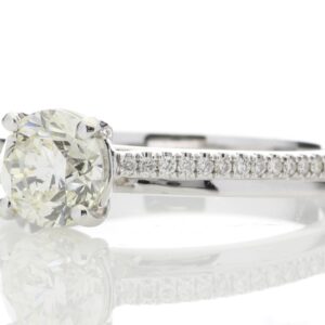 18ct White Gold Single Stone Claw Set With Stone Set Shoulders Diamond Ring (1.01) 1.11 Carats