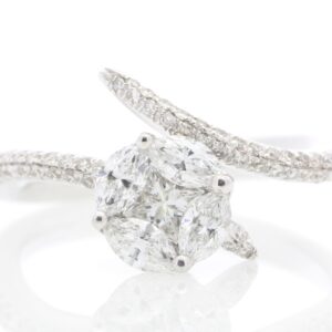 18ct White Gold Single Stone Look With Stone Set Shoulders Diamond Ring 1.17 Carats