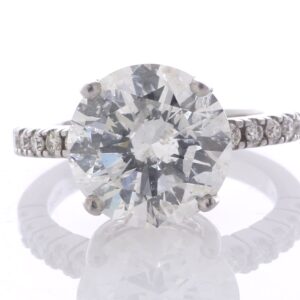 18ct White Gold Single Stone With Stone Set Shoulders Diamond Ring (5.01) 5.19