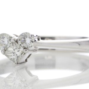 18ct White Gold Single Stone Heart style Cut Diamond Ring 0.38 Carats