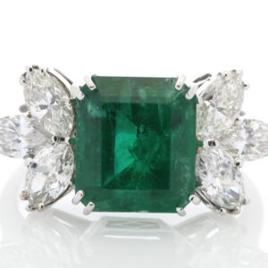 18ct White Gold Emerald Cluster Claw Set Diamond And Emerald Ring (E 5.40) 1.80 Carats