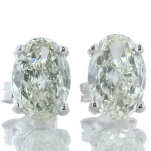 18ct White Gold Single Stone Oval Cut Diamond Earring 2.55 Carats