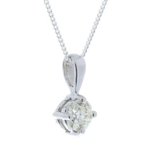 18ct White Gold Single Stone Four Claw Set Diamond Pendant 0.50 Carats