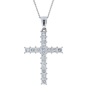 18ct White Gold Diamond Cross Pendant 1.60 Carats