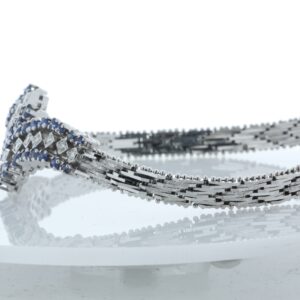 18ct White Gold Diamond And Cornflower Blue Sapphire Bracelet 1.20 Carats