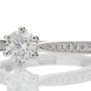 Platinum Single Stone Claw Set With Stone Set Shoulders Diamond Ring 0.82 Carats