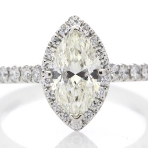 Platinum Single Stone Marquise Cut Diamond Ring (1.04) 1.43 Carats