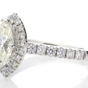 Platinum Single Stone Marquise Cut Diamond Ring (1.04) 1.43 Carats