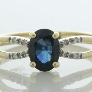 9ct Yellow Gold Diamond And Sapphire Ring (S0.96) 0.03