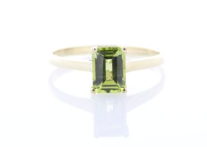 9ct Yellow Gold Single Stone Emerald Cut Peridot Ring 0.95