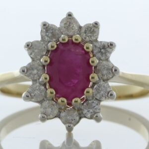 9ct Yellow Gold Oval Ruby And Diamond Ring (R0.66) 0.40