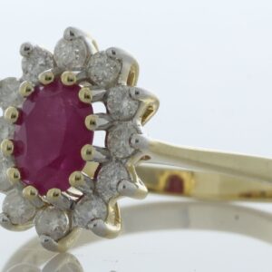 9ct Yellow Gold Oval Ruby And Diamond Ring (R0.66) 0.40