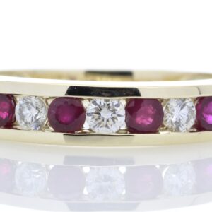 9ct Yellow Gold Channel Set Semi Eternity Diamond Ring (R0.30) 0.25 Carats