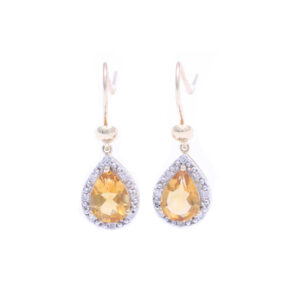 9ct Yellow Gold Citrine Diamond Earring (C2.00) 0.13