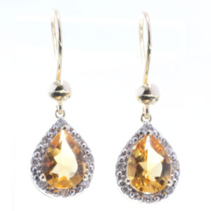 9ct Yellow Gold Citrine Diamond Earring (C2.00) 0.13