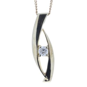 9ct Single Stone Claw Set Diamond Pendant 0.18 Carats