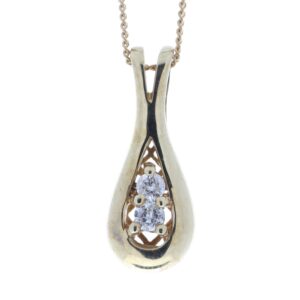 9ct Two Stone Claw Set Diamond Pendant 0.33 Carats