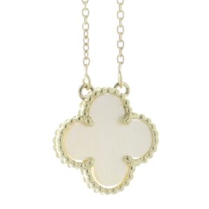 9ct Yellow Alhambra Clover Leaf Pearl Pendant And Chain 2.39