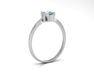 9ct White Gold Diamond and Oval Shape Blue Topaz Ring 0.01 Carats