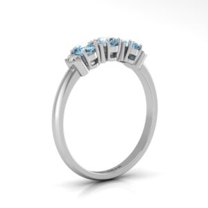 9ct White Gold Semi Eternity Diamond And Blue Topaz Ring 0.01 Carats