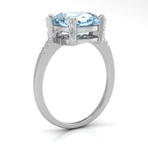 9ct White Gold Diamond And Blue Topaz Ring 0.04 Carats