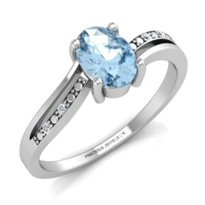 9ct White Gold  Diamond And Blue Topaz Ring 0.20 Carats