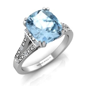 9ct White Gold Diamond And Blue Topaz Ring 0.07 Carats