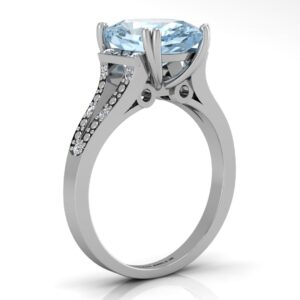 9ct White Gold Diamond And Blue Topaz Ring 0.07 Carats