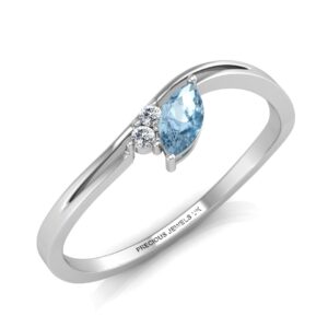 9ct White Gold Fancy Cluster Diamond And Blue Topaz Ring 0.30 Carats