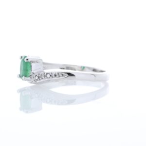 9ct White Gold Diamond And Emerald Ring (E 0.50) 0.01