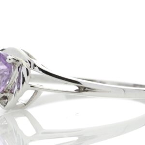 9ct White Gold Amethyst Pear Shaped Diamond Ring 0.03 Carats