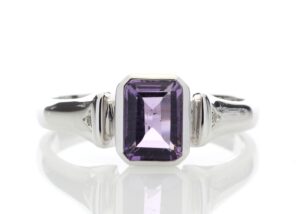 9ct White Gold Amethyst Ring (A1.00) 0.03 Carats