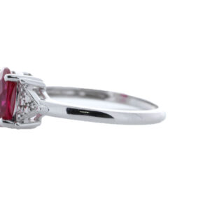 9ct White Gold Fancy Cluster Diamond And Created Ruby Ring (R0.86) 0.06