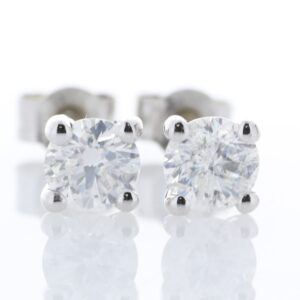 9ct White Gold Single Stone Claw Set Diamond Earring 0.50 Carats