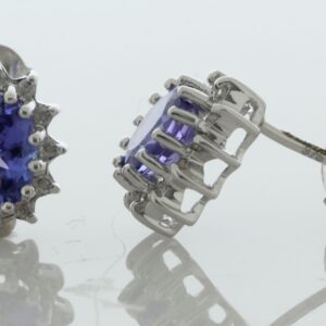 9ct White Gold Diamond And Tanzanite Earring (T0.86) 0.12