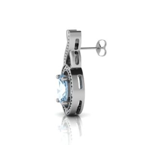 9ct White Gold Diamond And Blue Topaz Earring (BT0.96) 0.03