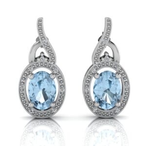 9ct White Gold Diamond And Blue Topaz Earring 0.05 Carats