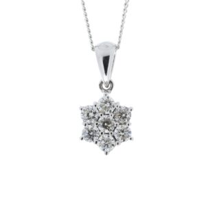 9ct White Gold Diamond Cluster Pendant 0.45 Carats