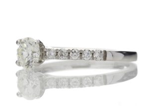 18ct Single Stone Claw Set With Stone Set Shoulders Diamond Ring (0.52) 0.69 Carats