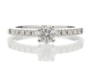 18ct Single Stone Claw Set With Stone Set Shoulders Diamond Ring 0.56 Carats