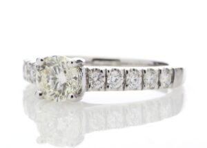 18ct White Gold Single Stone Claw Set With Stone Set Shoulders Diamond Ring 0.61 Carats