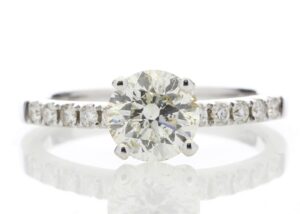 18ct White Gold Single Stone With Stone Set Shoulders Diamond Ring (1.25) 1.45 Carats